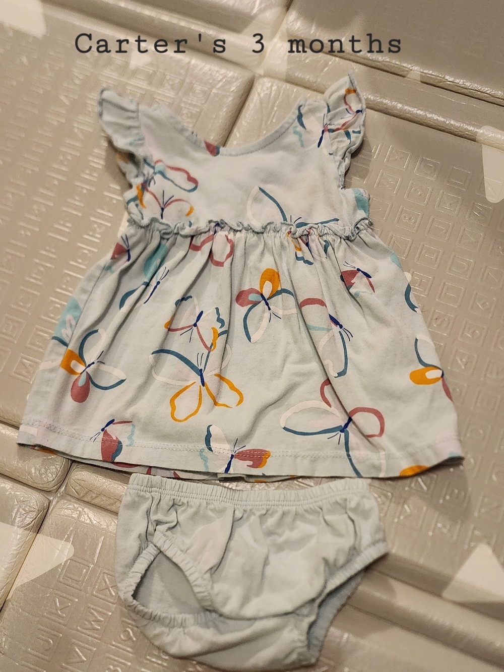 Carter's Butterfly Flutter Sleeve Dress with Diaper Cover